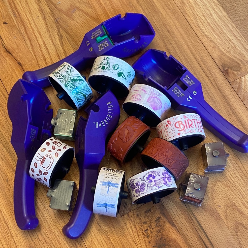 Purple Roller Stamp Set with Assorted Designs Rollagraph